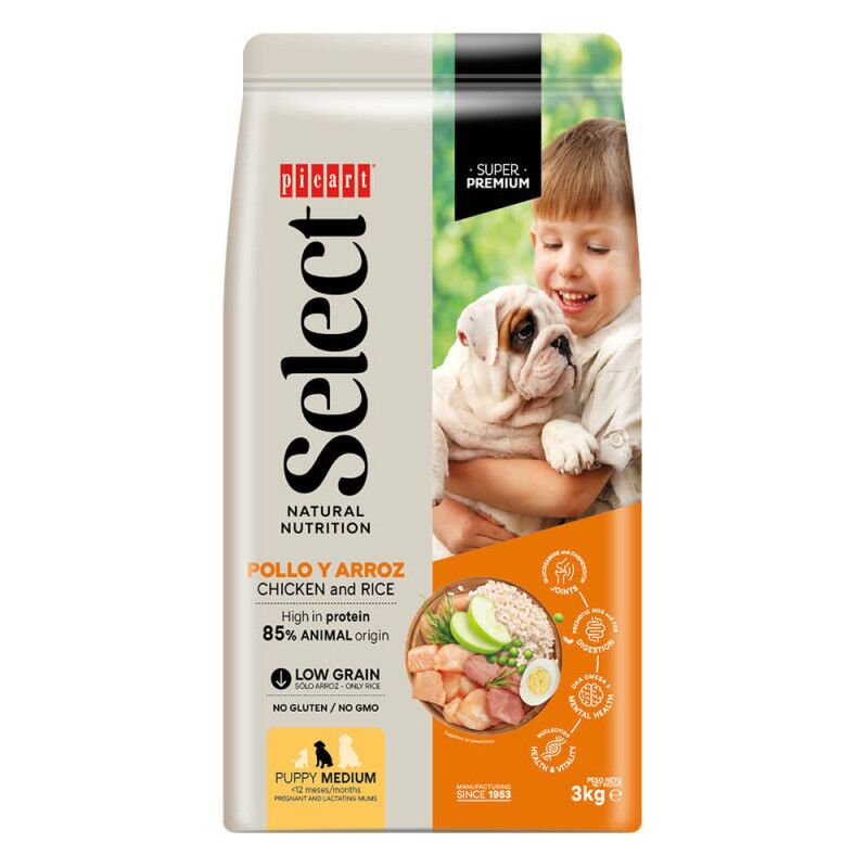 Picart Select Puppy Medium - Ração seca para cachorro médio de Frango e arroz