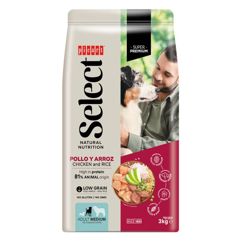 Picart Select Medium - Ração seca para cão adulto médio - Frango e arroz
