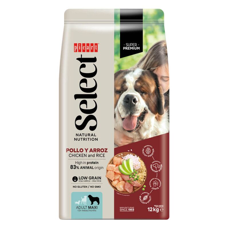 Picart Select Maxi - Ração seca para cão adulto grande de Frango e arroz