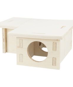 Abrigo em madeira com 3 divisórias para roedores