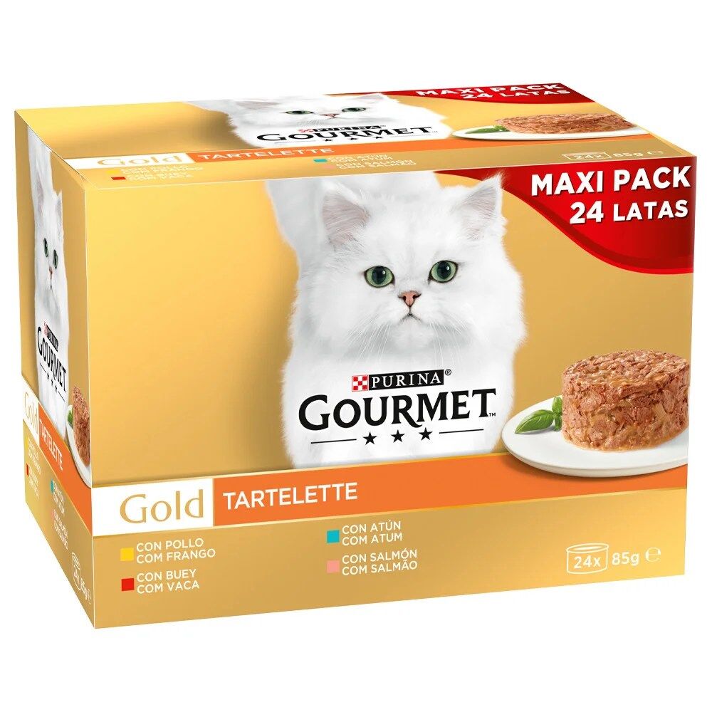 Gourmet Gold Tartelette para gato - Maxipack 24 - Frango, vaca, atum e salmão