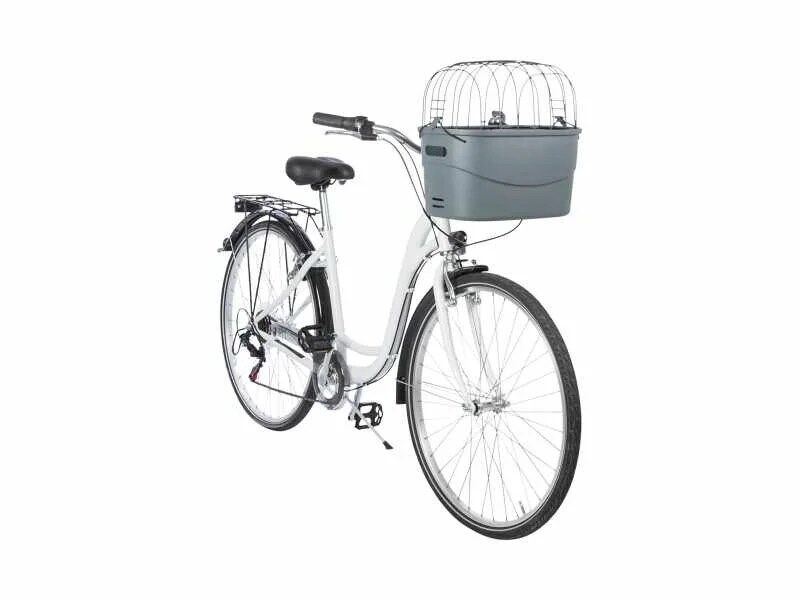 Cesto em plástico com tampa em arame para bicicleta - Trixie