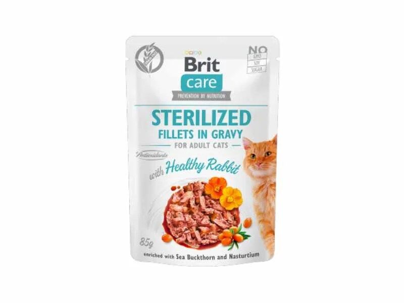 Brit Care Cat Sterilized Healthy Rabbit in Gravy - Wet (Saqueta)