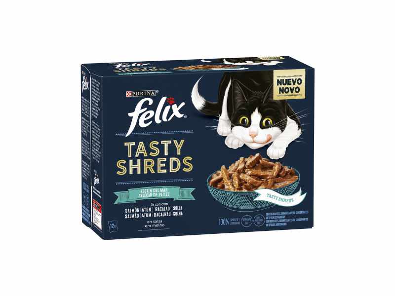 Felix Tasty Shreds Seleção de peixes - Salmão, atum, bacalhau e solha