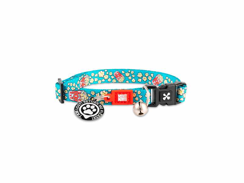 Max & Molly - Coleira com Id Tag Popcorn para gato