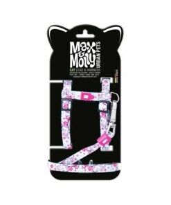 Max & Molly - Peitoral+Trela Cherry Bloom para gato
