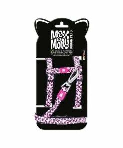 Max & Molly - Peitoral+Trela Leopard Pink para gato