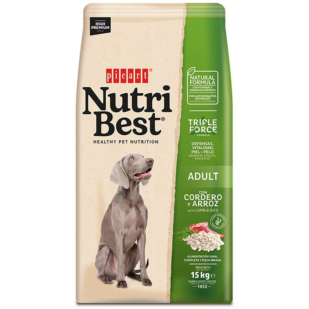 Picart Nutribest - Ração seca para cão adulto de Cordeiro e arroz