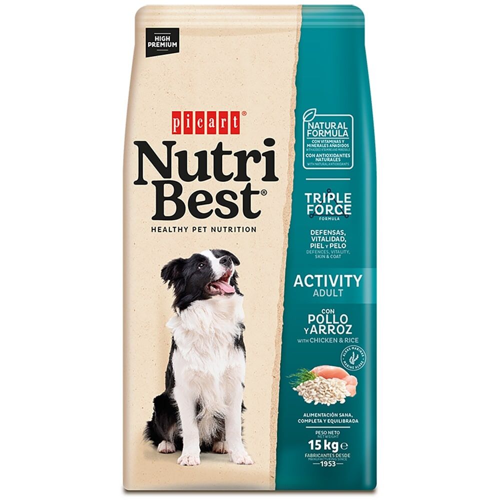 Picart Nutribest Activity - Ração seca para cão adulto ativo de Frango e arroz