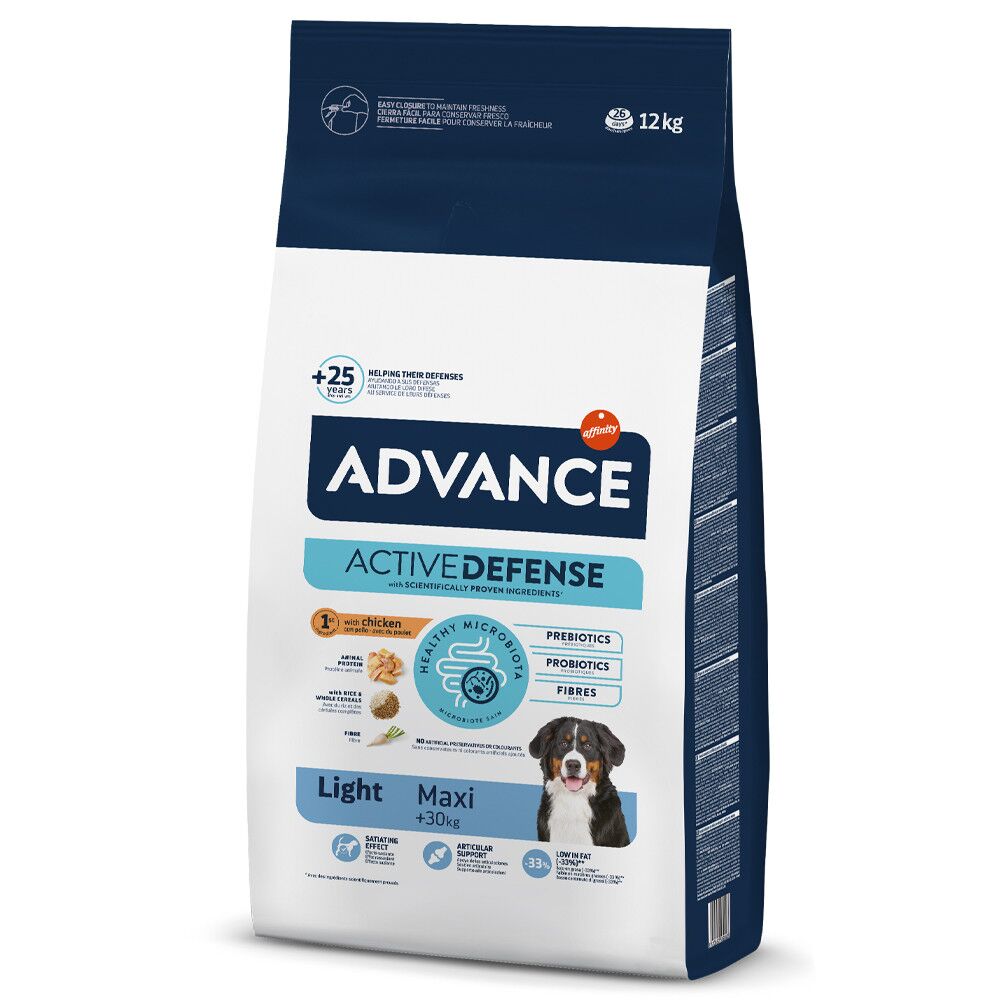 Advance Light Maxi – Ração Seca para Cão Adulto Grande para Controlo do Peso de Frango e Arroz