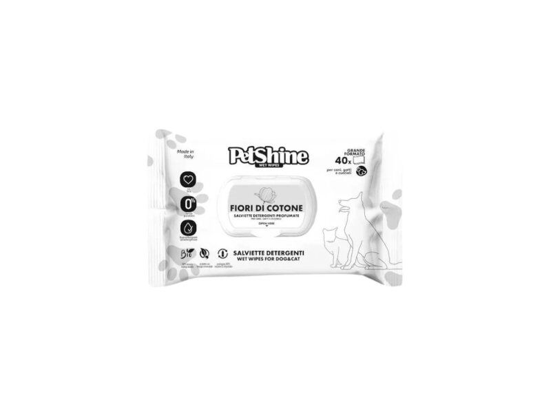 PetShine Wet Wipes Fiori di Cotone – Toalhitas Húmidas para Cães e Gatos