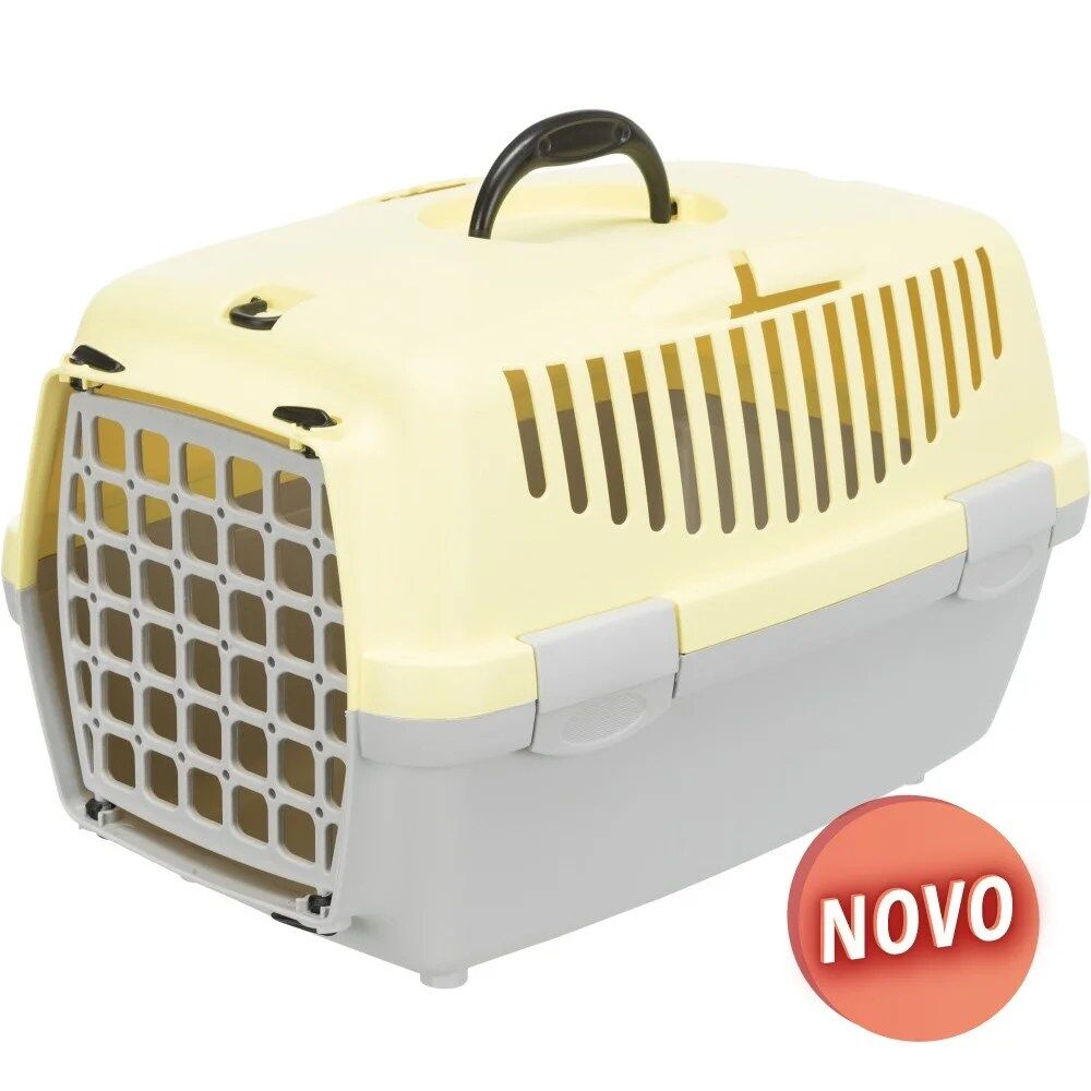 Transportadora "Capri" Para Gato ou Cão (Cinza Claro / Amarelo)