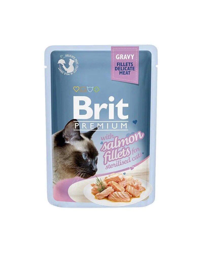 Brit Blue Cat Delicate Fillets in Gravy with Salmon for Sterilised